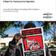 Report cover featuring a Black man holding a sign that reads: "If everyone can't afford the rent they take out tent"